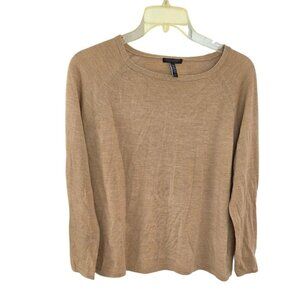 Eileen Fisher Large Tan 100% Merino Wool Knit Sweater See Description